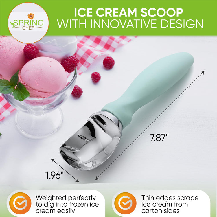 Heavy Duty Metal Ice Cream Scoop with Soft Grip Handle