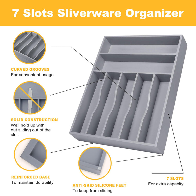 Kitchen Bamboo Silverware Organizer