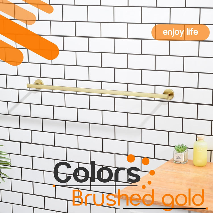 32 Inch Bathroom Towel Bar Bath Towel Rack Kitchen Towel Holder Long Towel Rails Wall Mounted SUS304 Stainless Steel Brushed Gold AN4001GD-L32