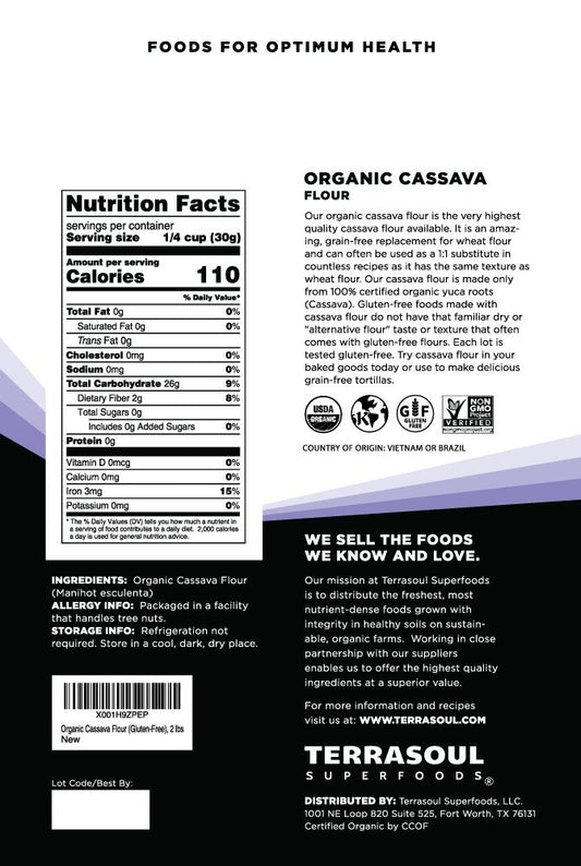 Terrasoul Superfoods Organic Cassava Flour, 2 Lbs - Tested Gluten-Free | Smooth Texture | Wheat Flour Substitute - Nestoria