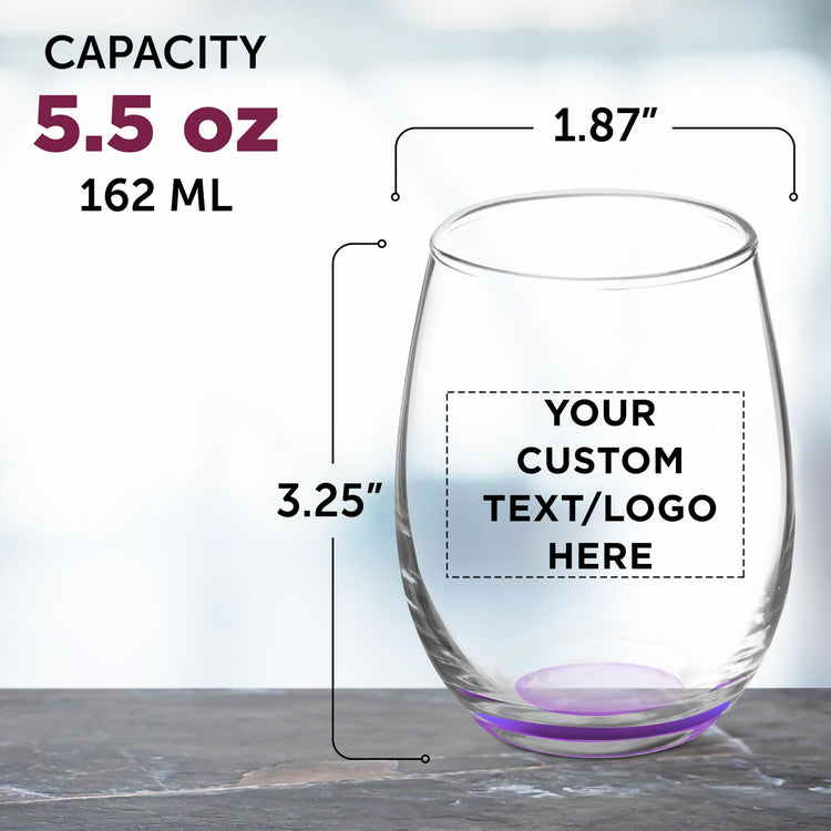 Custom Stemless Wine Glasses by ARC 5.5 oz Set of 12 (100 Count)