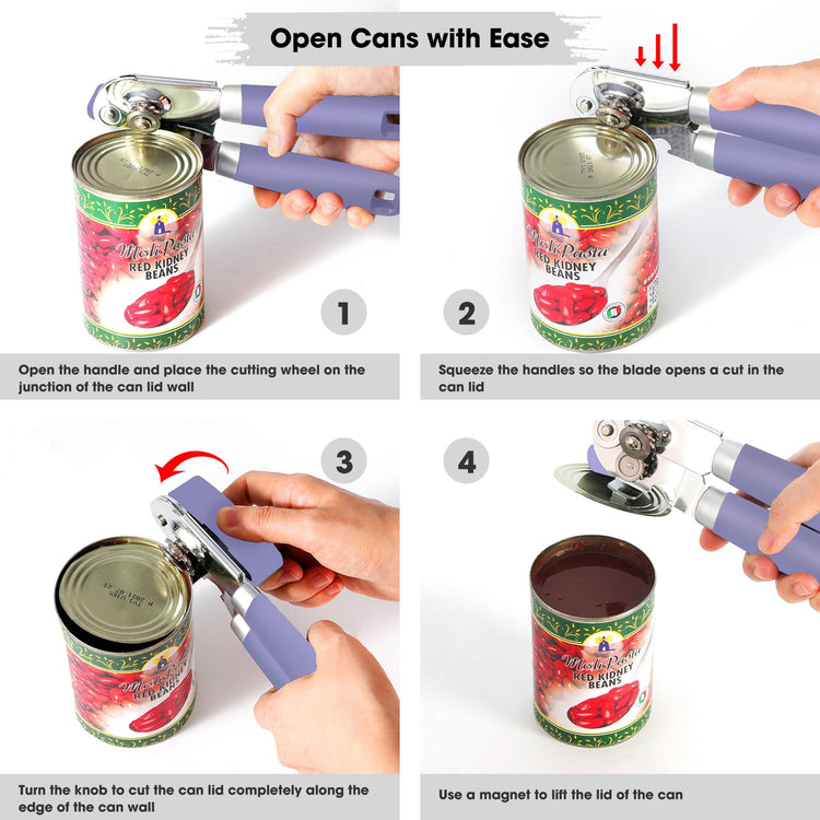 Heavy Duty Hand Can Opener Manual with Magnet Lid Remover