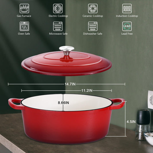 5QT Oval Dutch Oven Pot with Lid