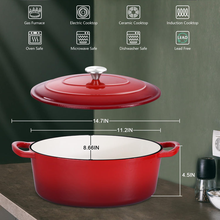 5QT Oval Dutch Oven Pot with Lid