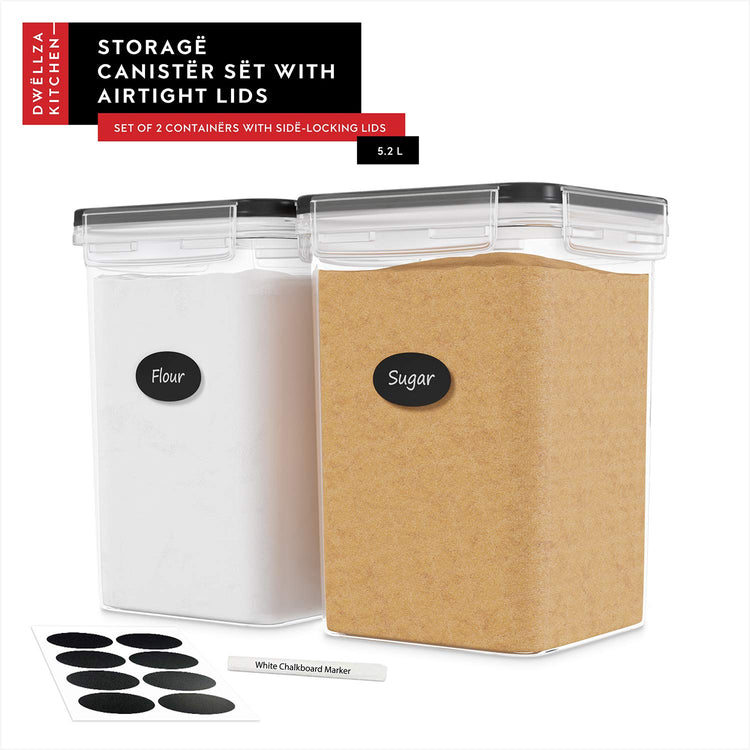 Large Flour Sugar Storage Containers Set of 2; 175 FL. oz (2 Count)