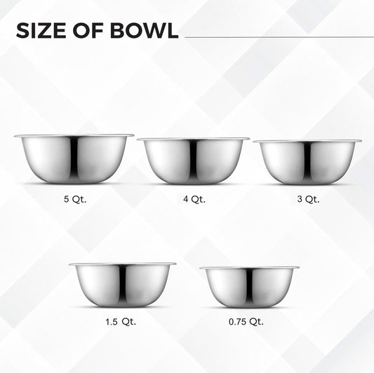 Premium Stainless Steel Mixing Bowls (5 Count)