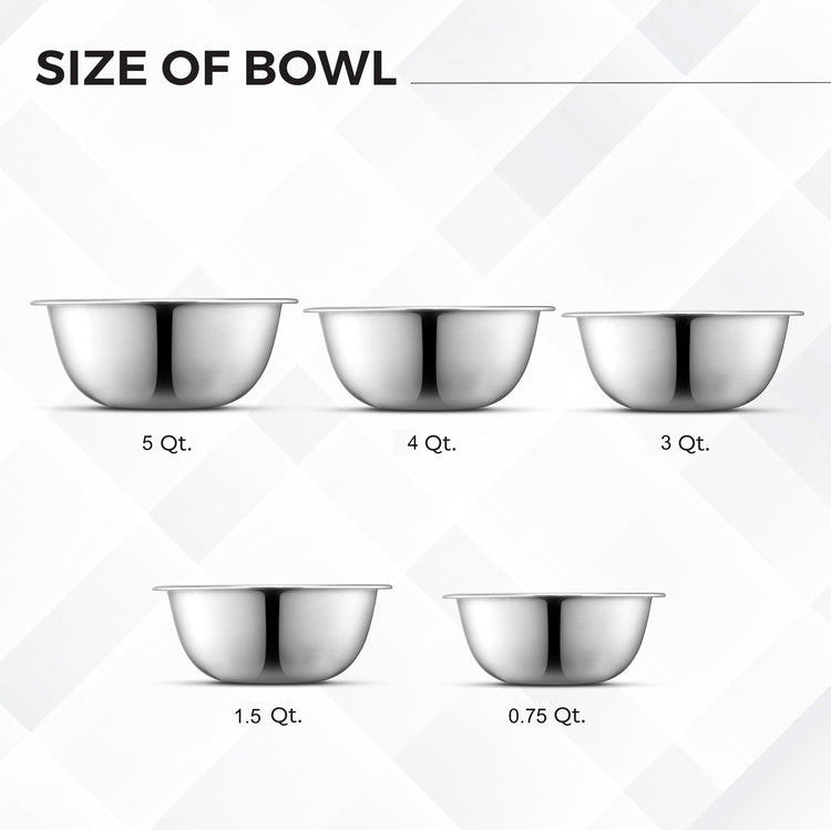 Premium Stainless Steel Mixing Bowls (5 Count)