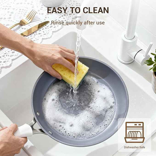 Ammeloo 15-Piece Ribbed Ceramic Cookware Set, Pots and Pans Set Non Stick, Induction Ready, Healthy Non Toxic Kitchen Cooking Set PFAS/PFOA/PTFE-Free, Silicone-wrapped Stay-Cool Handle