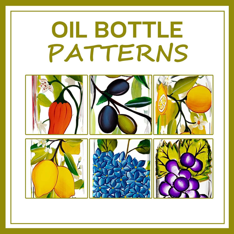 17oz Hand Painted Glass Olive Oil Bottle Dispenser- 500ml Green Oil & Vinegar Cruet with Pourers - Olive Oil Carafe Decanter for Kitchen (olive)