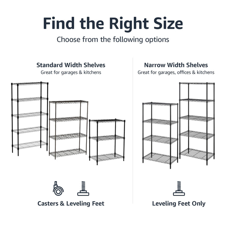 5 Shelf Heavy Duty Garage Shelving Storage Rack with 4" Wheel Casters