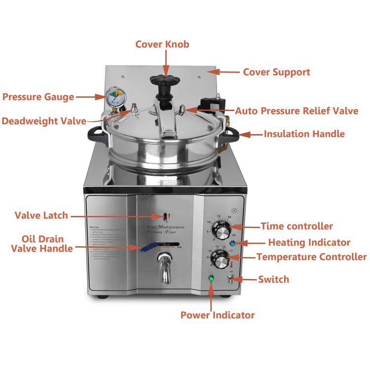 16L Commercial Countertop Pressure Fryer