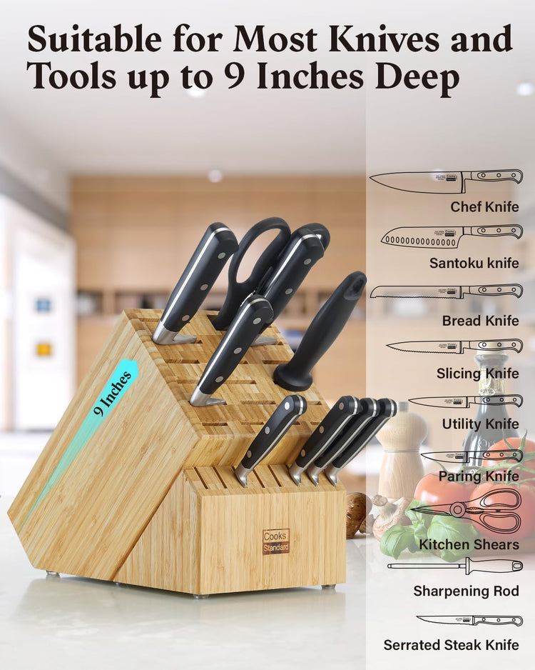 Classic Bamboo Cutlery Block Holder without Knives (25 Count)