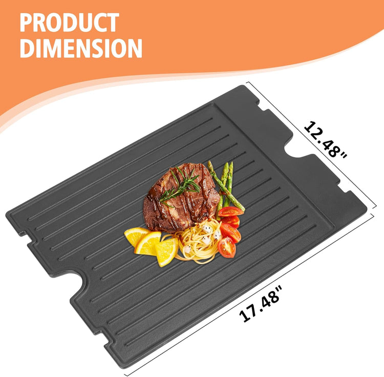 2-in-1 Reversible 17.48” x 12.48” Pre-Seasoned 11242 Cast Iron Griddle for Broil King Baron, Crown, Crown Pellet Series Grill, Flat Griddle Top Plate for Gas Stove/Charcoal/Electric/Propane/Gas Grill - Nestoria