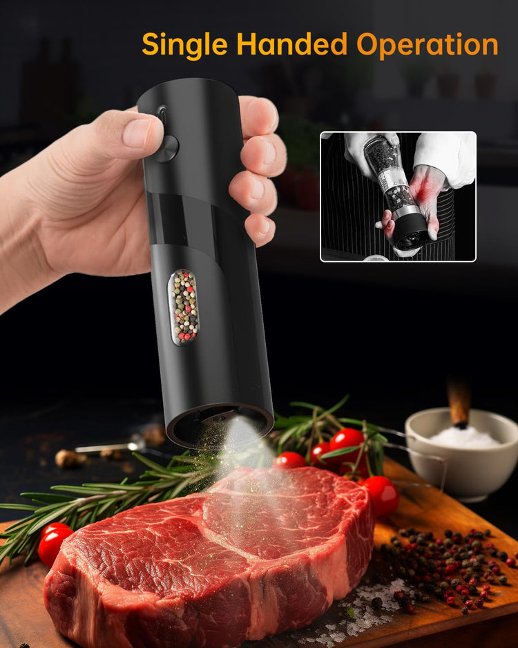 Rechargeable Electric Salt and Pepper Grinder Set with Base