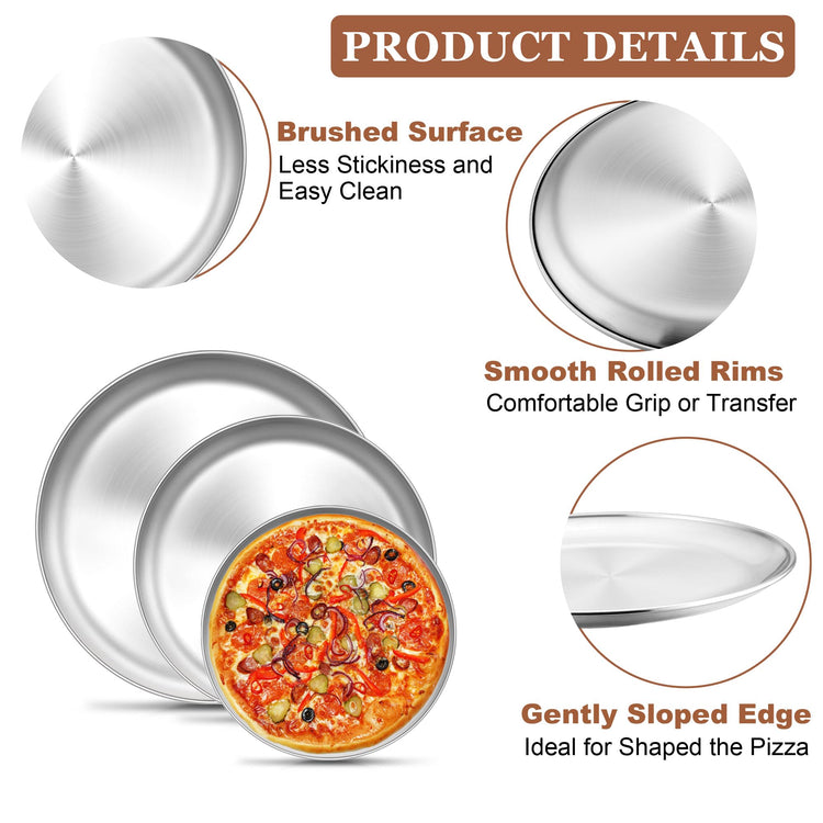Pizza Pan, 9/10/12 Inch Stainless Steel Pizza Pans Trays Set of 3 (8.66 Count)