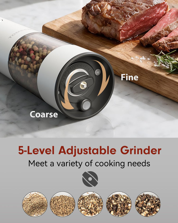 Larger Capacity Rechargeable Electric Salt and Pepper Grinder Set