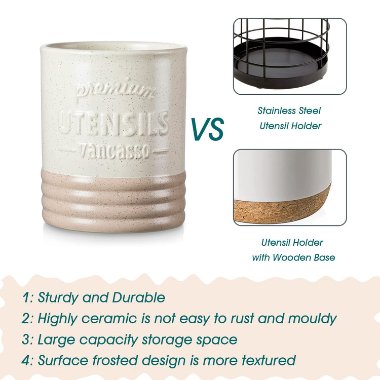 Sabine Ceramic Utensil Holder for Kitchen Counter