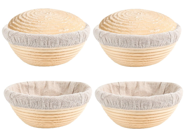 Banneton Bread Proofing Basket Set of 4PCS 6 Inch Mini Round Sourdough Dough Proofing Bowls for Sour Dough Bread Baking Supplies