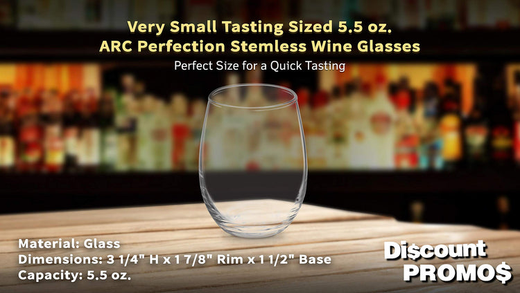 Stemless Wine Glasses by ARC 5.5 oz. Set of 12 (10 Count)