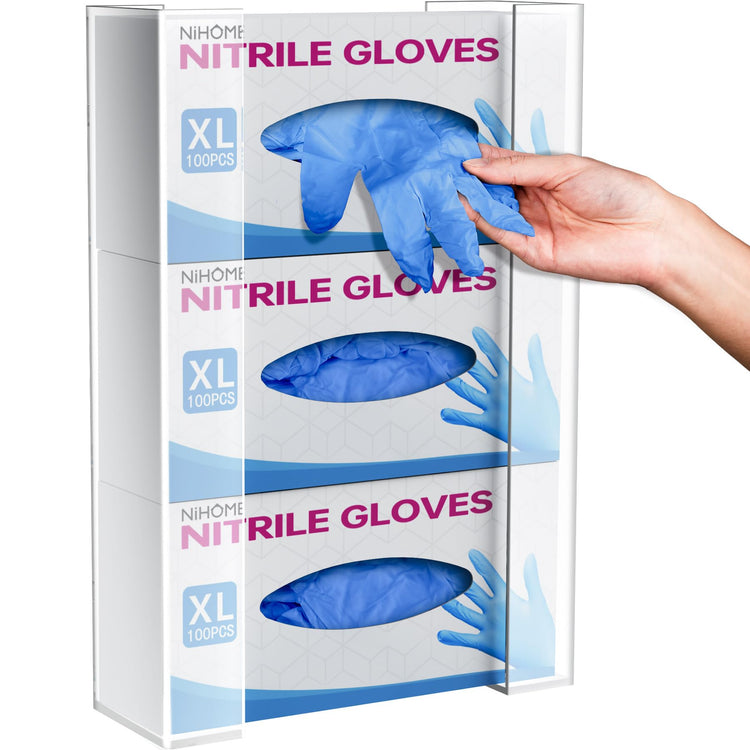 3 Tier Clear Acrylic Glove & Tissue Box Holder Dispenser