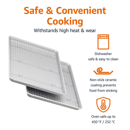 Ceramic Nonstick Baking Sheets & Cooling Rack Set (2 Count)