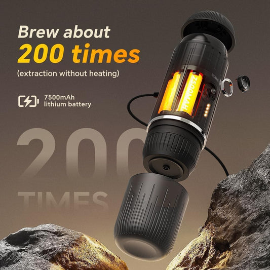 Portable Coffee Maker Travel Espresso Machine 120W Red Color, 19 Bar Pressure 7500mAh Rechargeable Battery Version Portable On the Go for Camping, Driving, Home and Office Travelling