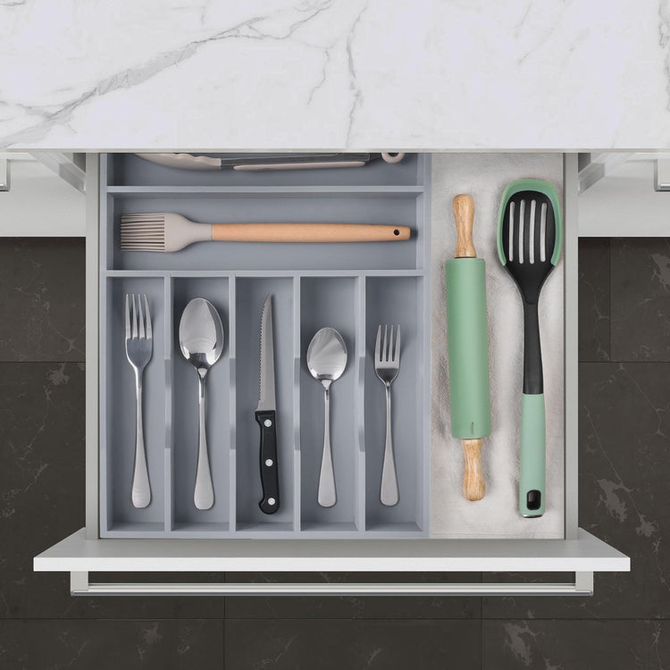 Kitchen Bamboo Silverware Organizer
