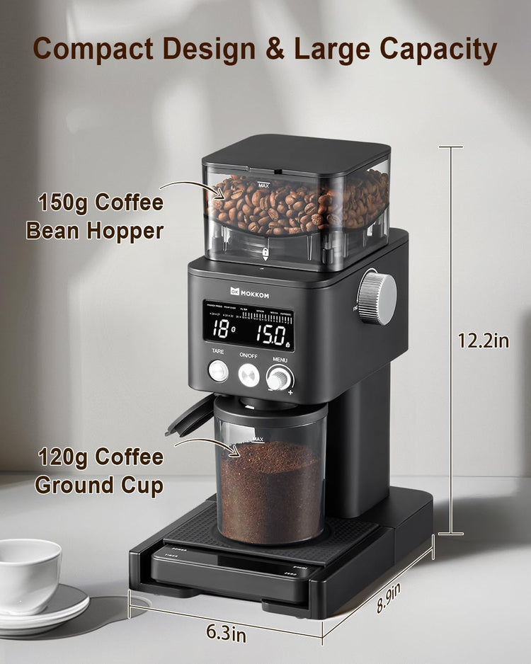 Electric Conical Burr Coffee Grinder with Removable Coffee Scale