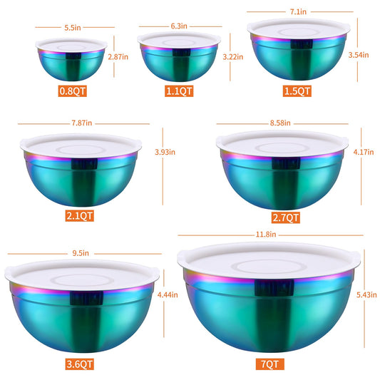 Rainbow Mixing Bowls with Lids Set of 7