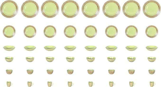 48 Piece Dinnerware Set, Ceramic Plates and Bowls Sets for 8, Microwave and Dishwasher Safe, Handcrafted Tree Bark Series Dish Set, Oak Forest/Dark Green