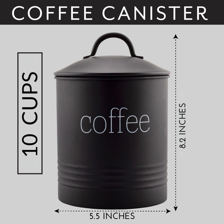 Enamelware Black Coffee Canister; Modern Farmhouse Style Coffee Storage for Kitchen