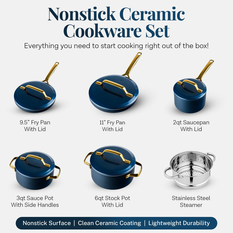 Modern 11 Pc Ceramic Cookware Set
