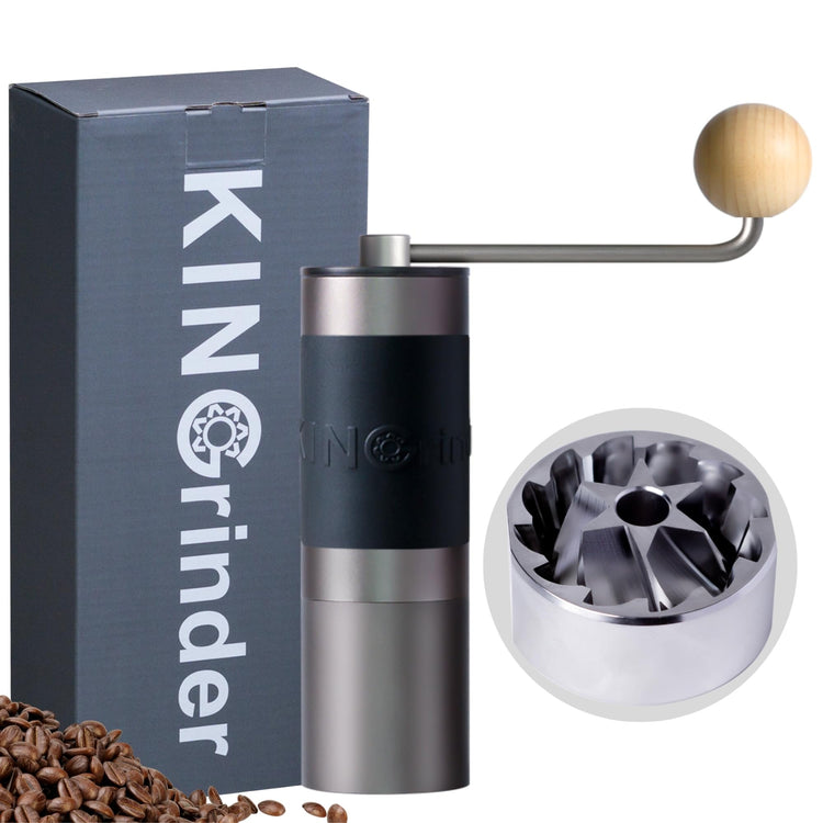 Gray】KINGrinder K1 Manual Coffee Grinder Straight Handle Stainless Burr