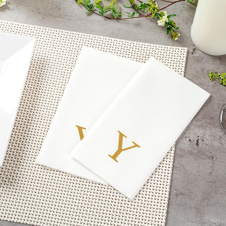 Paper Rectangle Gold Letter Y Linen (2000 Count)