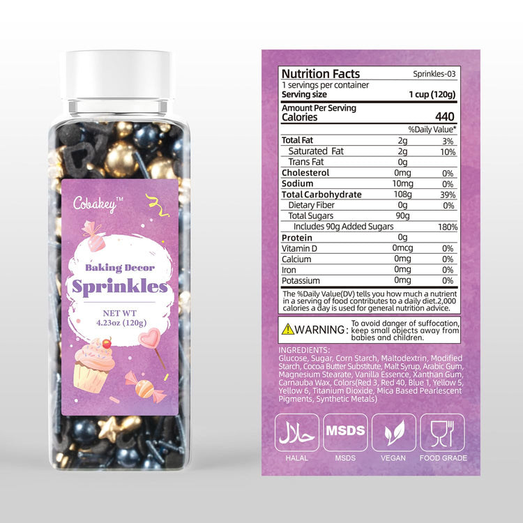 Black & Gold Star Sprinkles for Cake Decorating 4.23ounce (4.23 Ounce)