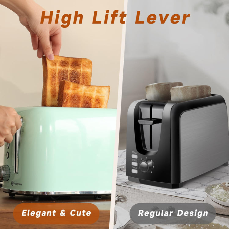 Toaster 2 Slice Retro Toaster Stainless Steel