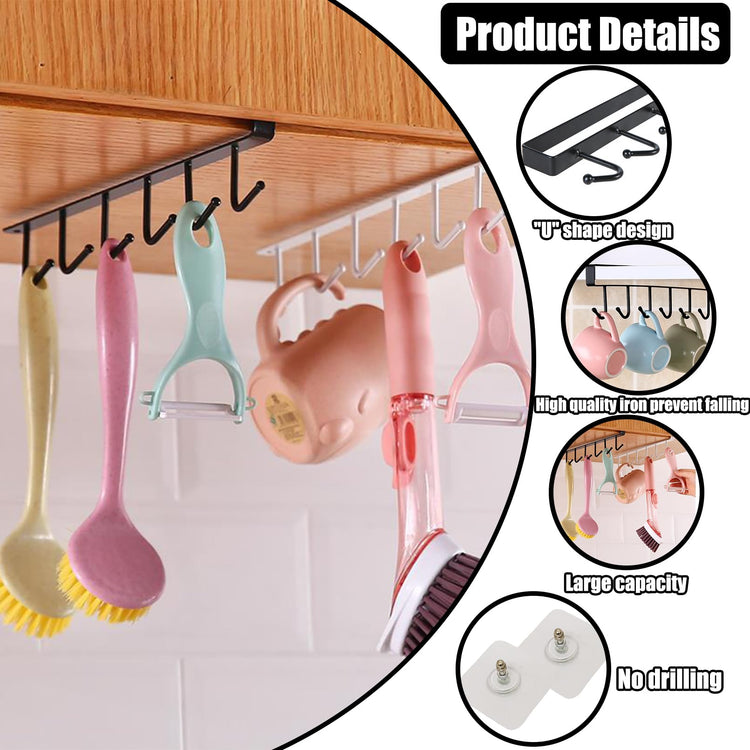6PCS Mug Hooks Under Cabinet (6 Count)