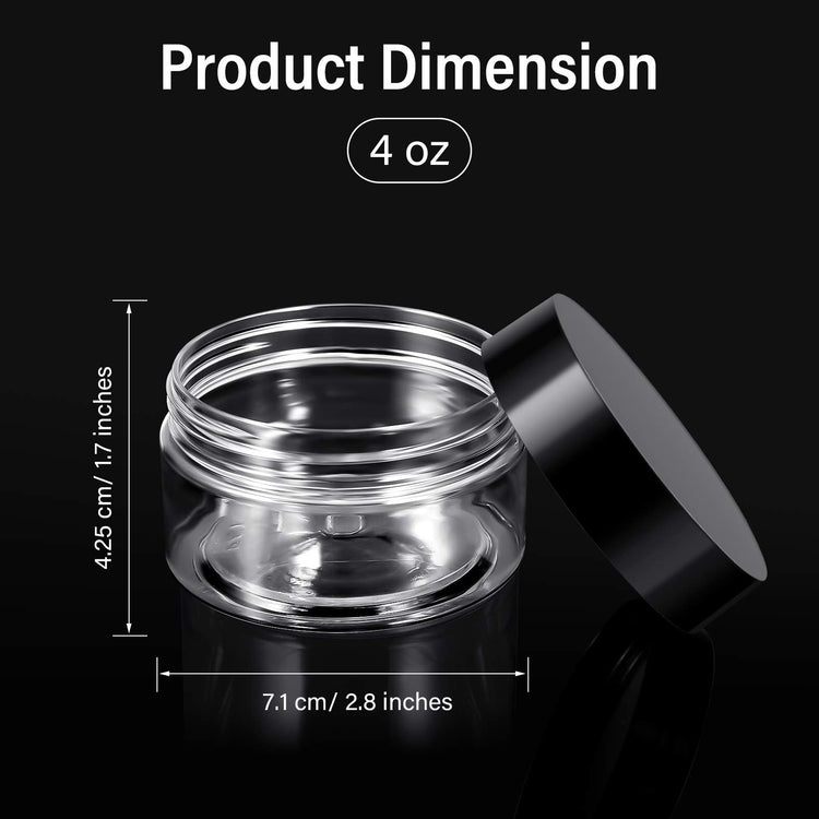 6 Pack 3 oz Plastic Jars Containers with Lids Wide (6 Count)