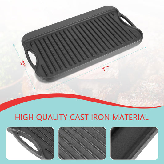 2 in 1 Reversible Cast Iron Griddle for Gas Grill