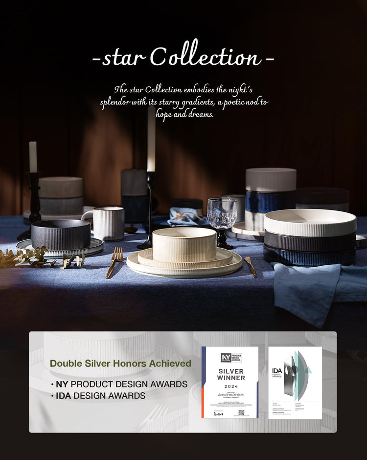 Star Stoneware Dinnerware Sets with Pasta Bowls (16 Count)
