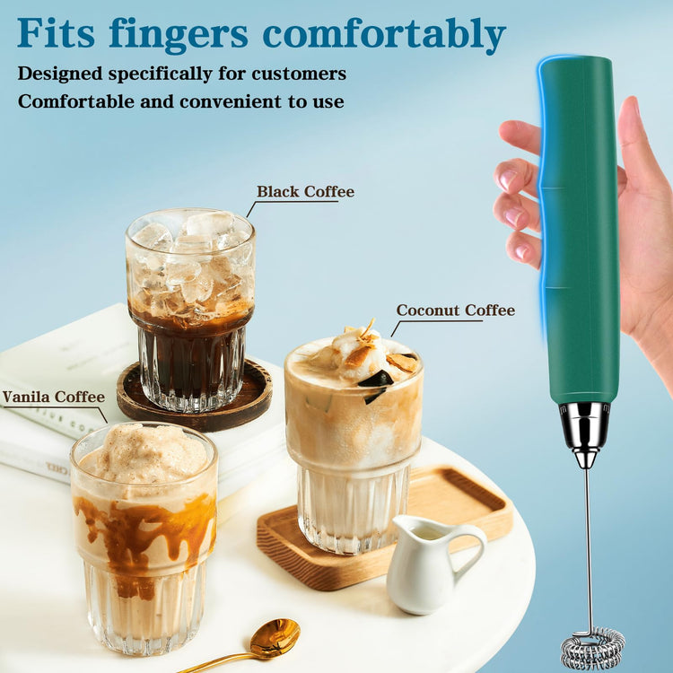 Milk Frother Wand Rechargeable Handheld Whisk Coffee 3 Speed Adjustable