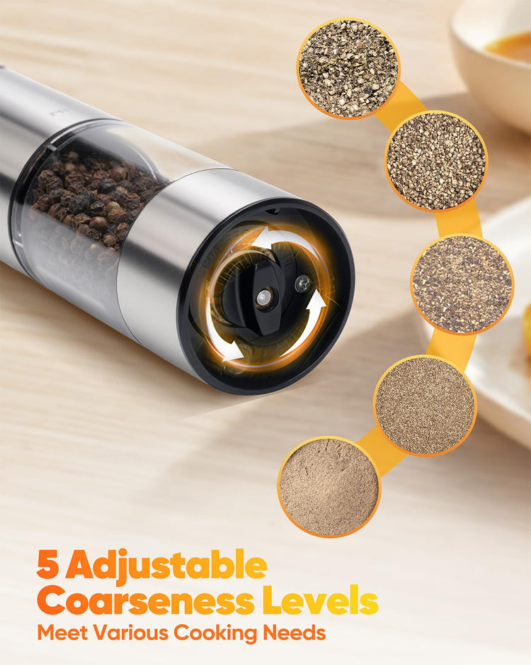 Electric Salt and Pepper Grinder Set with LED Light
