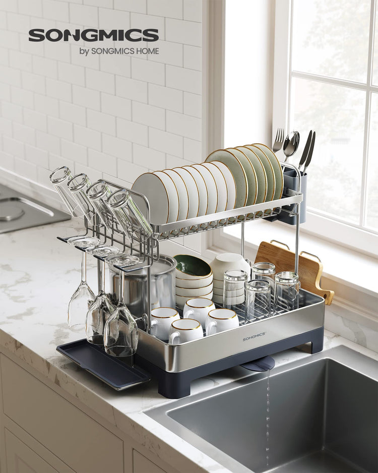 2 Tier Dish Drying Rack for Kitchen Counter