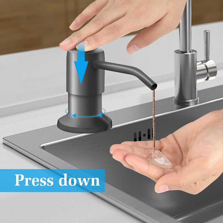 Soap Dispenser for Kitchen Sink and Extension Tube Kit, Stainless Steel Countertop SoapDispenser with 47 Inches Tube Connects Directly to Soap Bottle, Hand and Dish Soap Dispenser Pump （Gray）