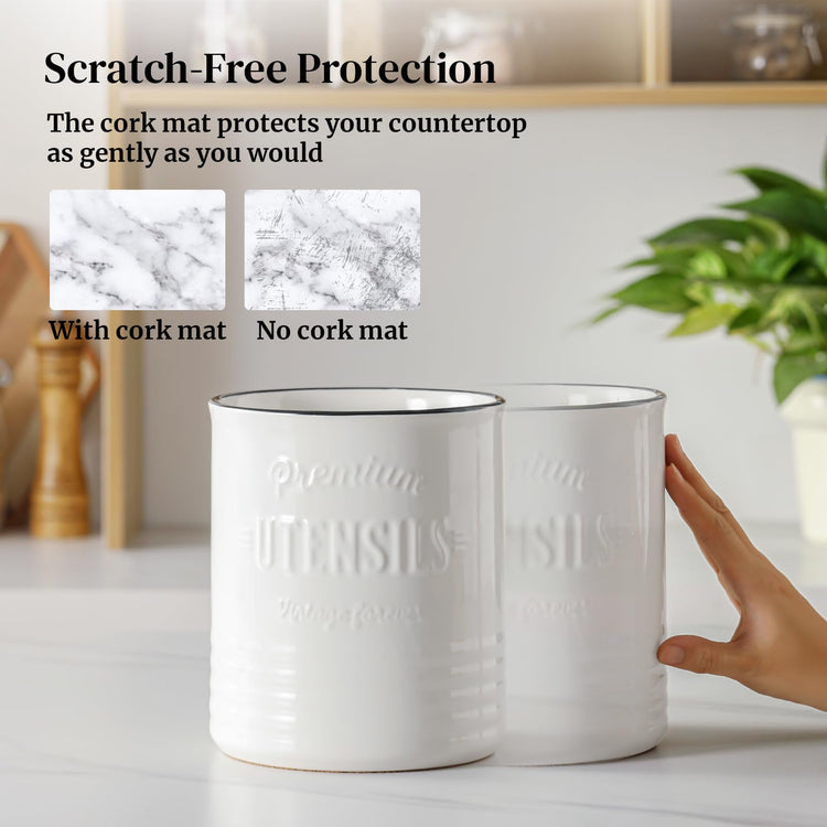 7.2" Large Ceramic Utensil Holder for Kitchen Counter