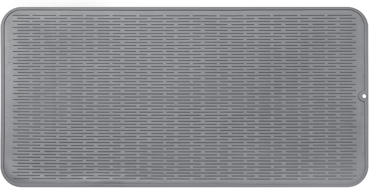 Silicone Dish Drying Mat for Multiple Usage,Easy clean,Eco-friendly,Heat-resistant Silicone Mat for Kitchen Counter or Sink,Refrigerator or Drawer Liner Grey 5XL 36inches x 18inches