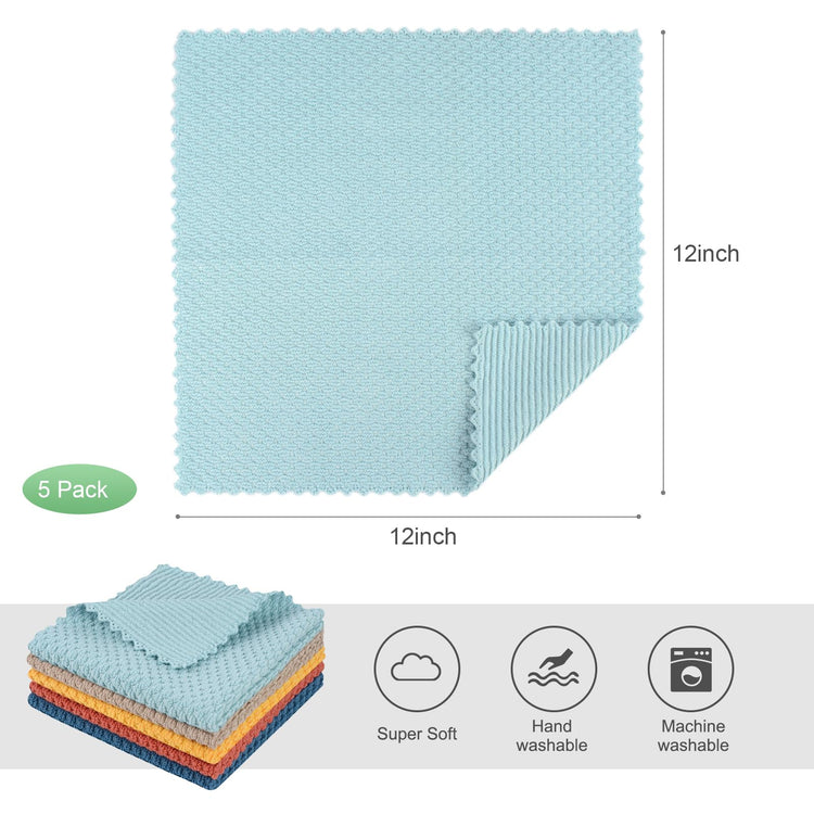 Dish Cloth for Washing Dishes Kitchen Washcloth Cleaning Cloth (5 Count)