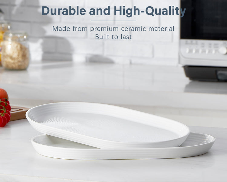 16 Inch Ceramic Serving Plates for Entertaining (2 Count)