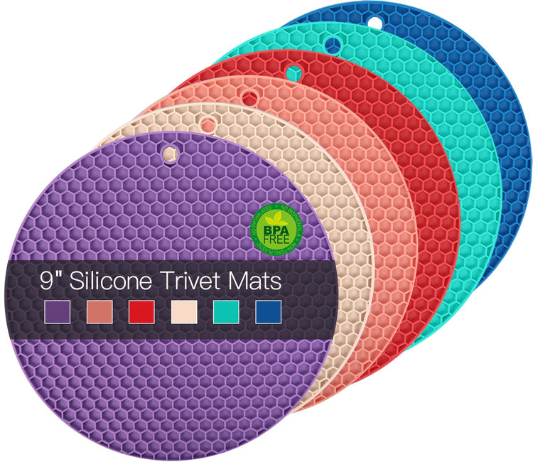 6 Pack Silicone Trivets for Hot Pots and Pans