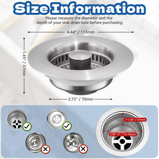 4 in 1 Kitchen Sink Drain Strainer Stopper